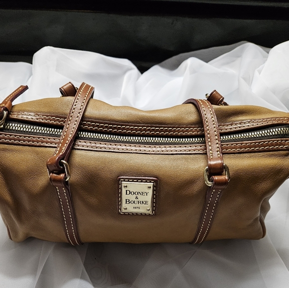 Dooney & Bourke Tan Leather Satchel - Picture 1 of 8